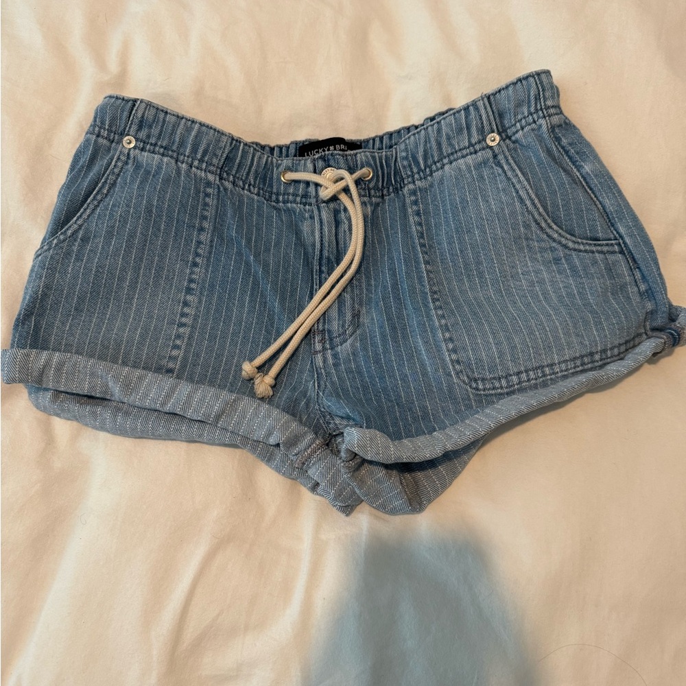 Lucky Brand Blue Striped Jean Shorts